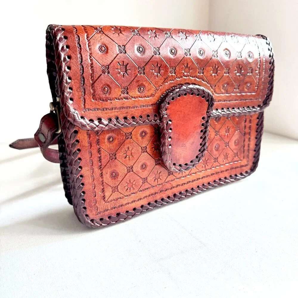 Vintage Ethnic handmade Chestnut Brown Rectangular Bag